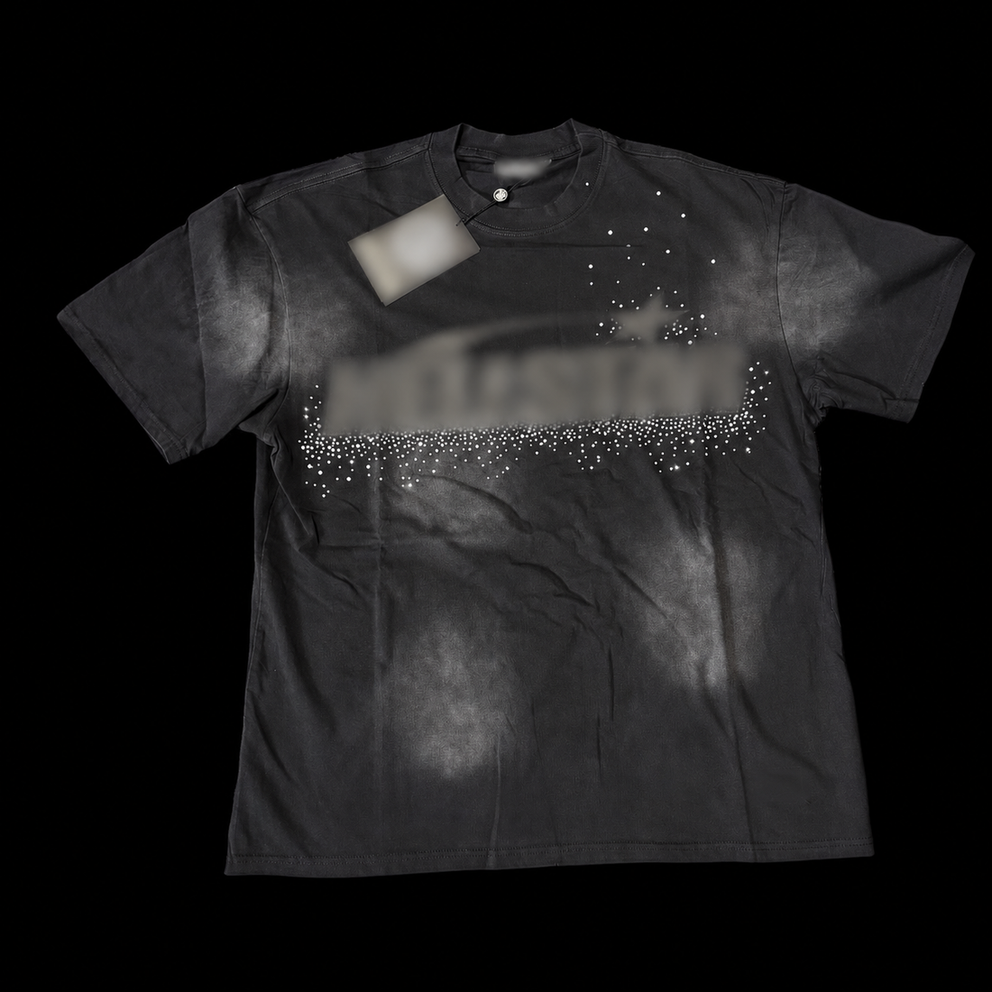 Rhinestone Star Tee — Washed Black