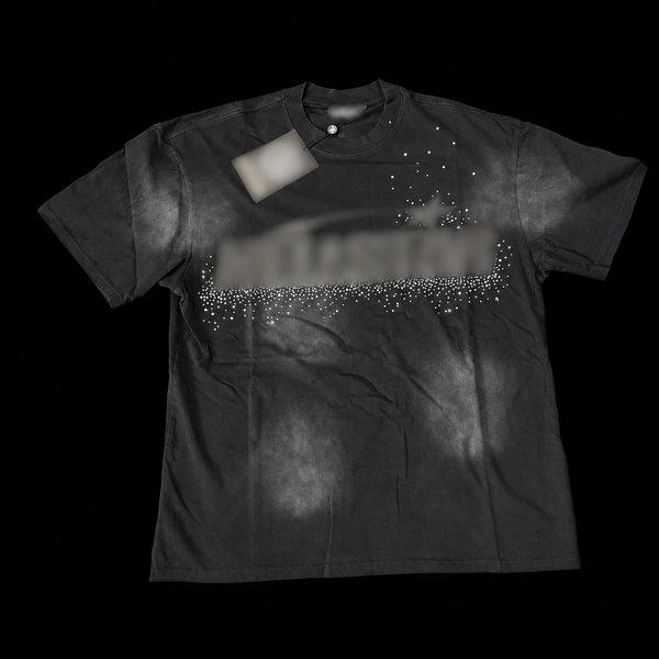H3LLSTAR Rhinestone Star Tee — Black