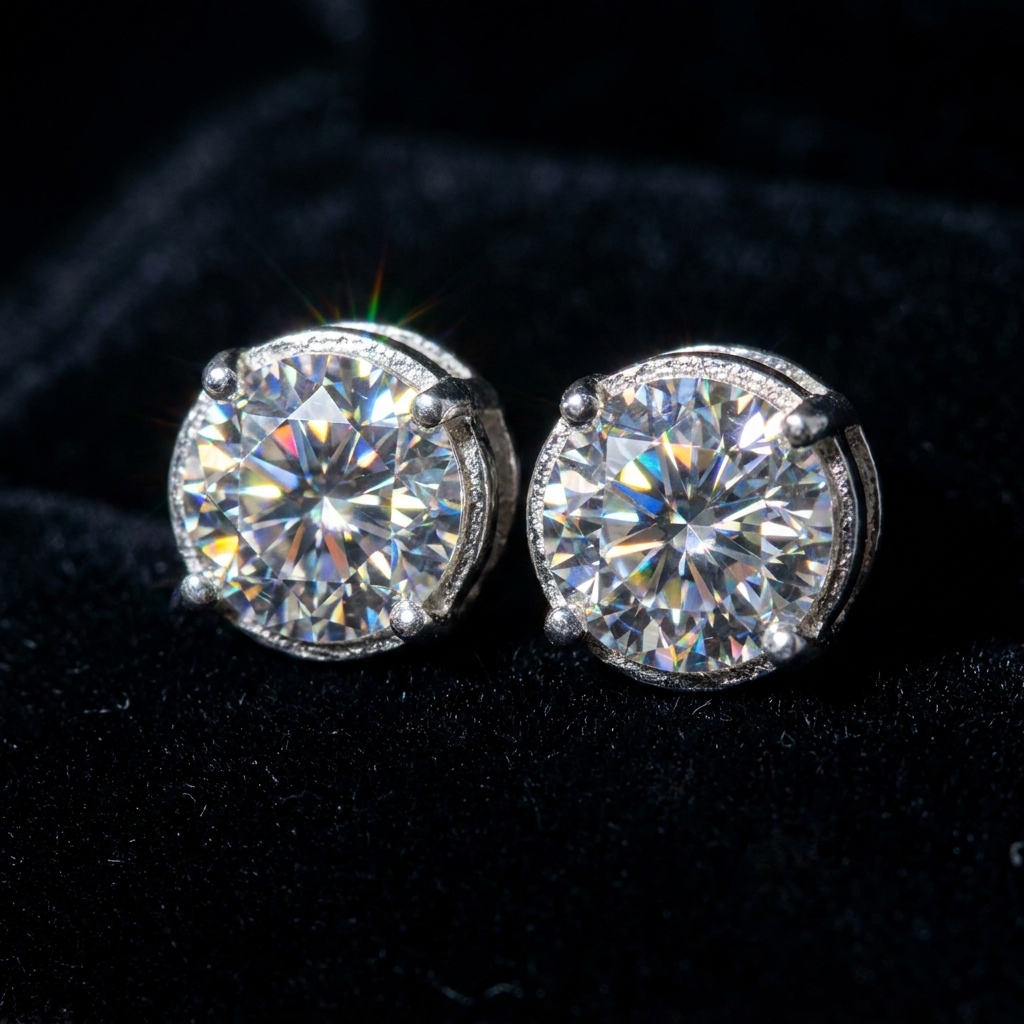 Moissanite Stud Earrings D VVS